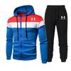 Men's Plus Size Casual Three-Color Short Sleeve Zipper Hoodie Set for Spring and Autumn