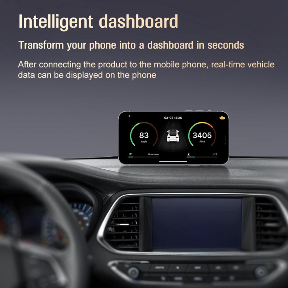 DA200 AI OBD 2 Scanner Code Reader Car Battery Tester Fault Code Erase Car Diagnostic Tools On Dashboard Display Bluetooth 5.4