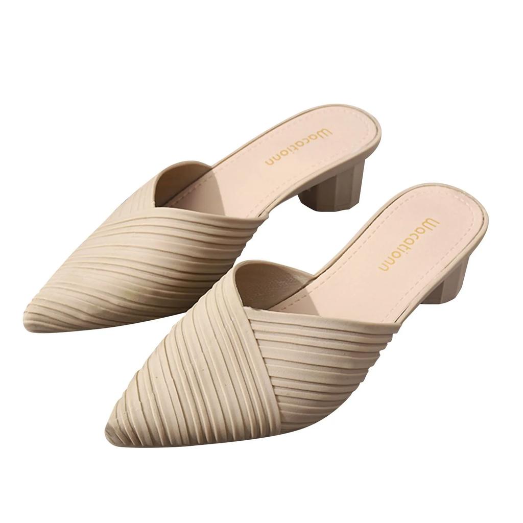 Fashion Women'S Summer Pointed Toe Sandals Low Heeled Sandals Women'S Summer Casual Fashion Sandals Anti-Odor And Non-Slip