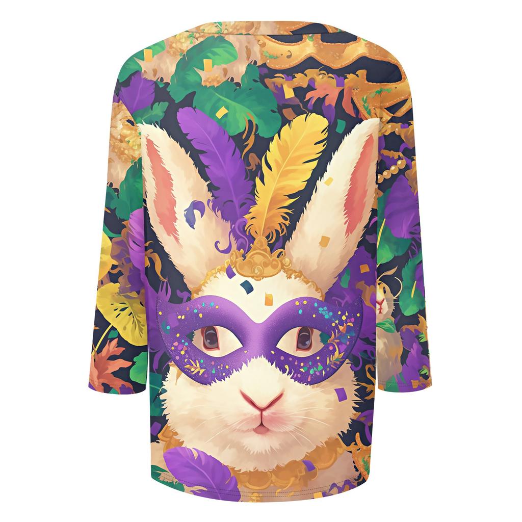 Dámské tričko s potiskem 3/4 rukáv denní víkendová móda základní véčkový výstřih běžný top