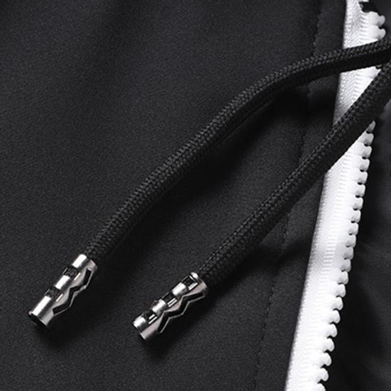 2 szt./zestaw Płaszcz wiosenny Spodnie Zestaw Sznurek Kaptur Elastyczna talia Kontrastowy kolor