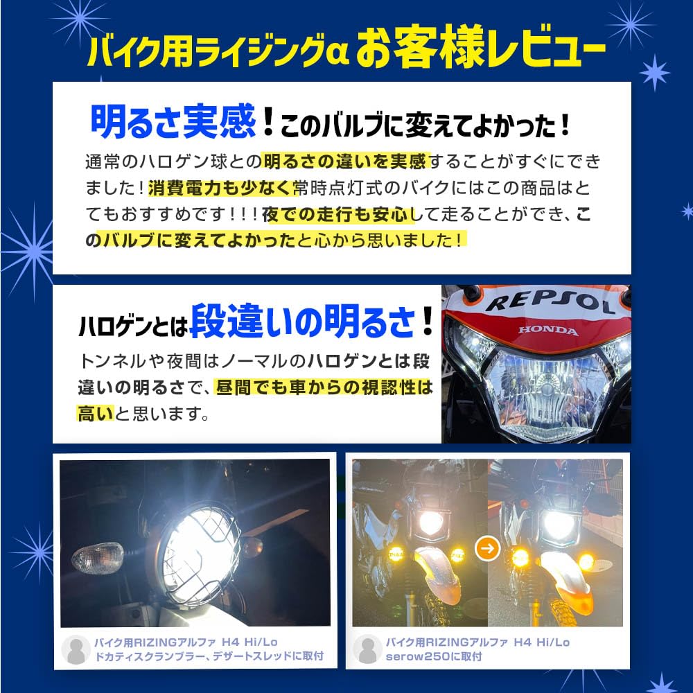 Sphere Light Motorcycle H4 LED 6000K Vehicle Inspection Made in 20G Earthquake RIZING Alpha SPHERELIGHT RIZING Hi/Lo Headlight, White, 12V, 1800lm,