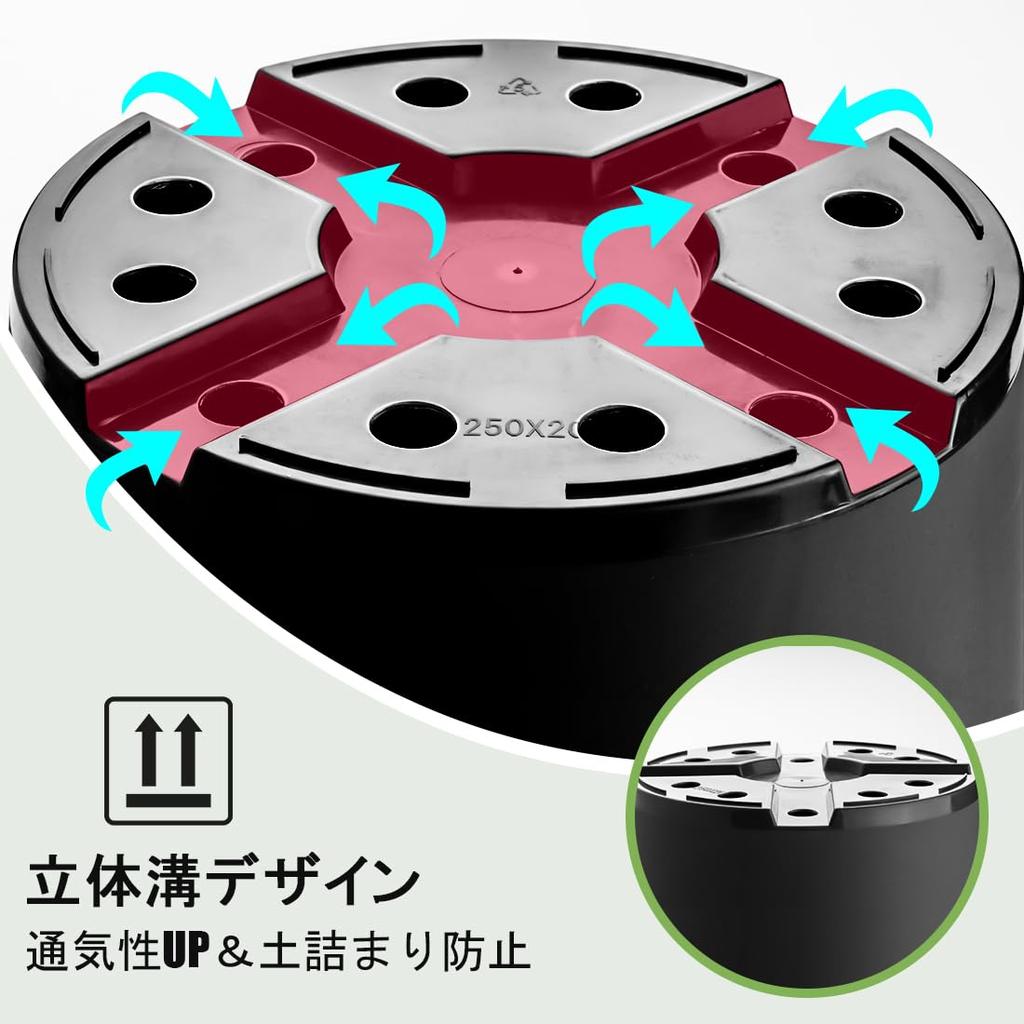 Large 25cm Size Plastic Garden Easy to 2mm Flower Deep Rose 250mm Diameter x 200mm for Balcony Gardening Planter, 5-Piece Set, 8, Planter, Replant,