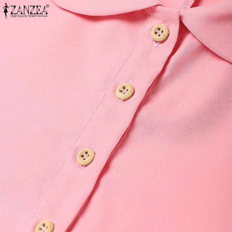 ZANZEA Rochie Casual de Vară pentru Femei cu Guler Revers și Mâneci 3/4