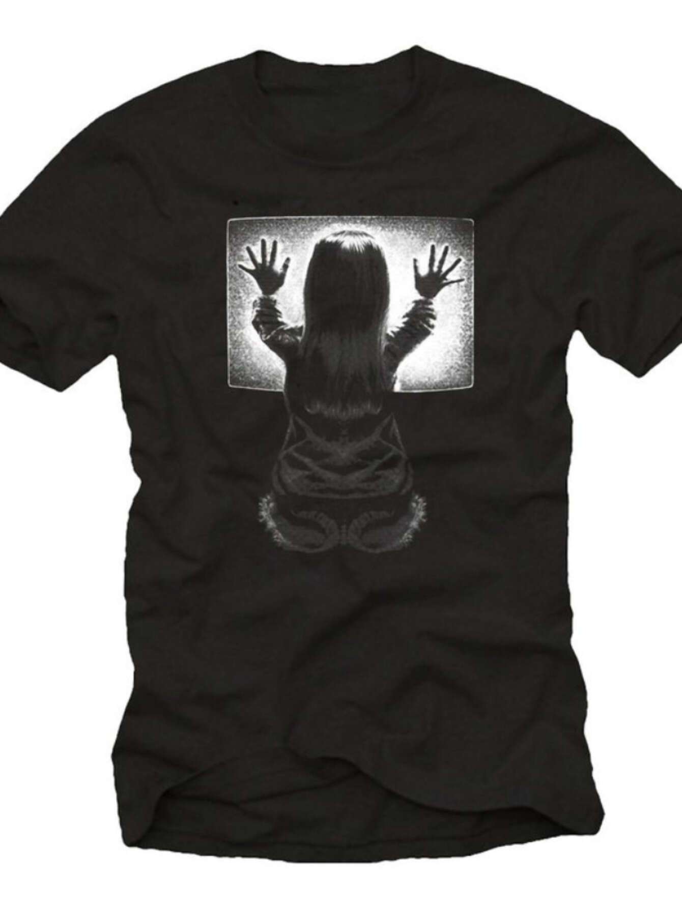 

Mens Black Poltergeist Halloween TShirt Spooky Horror Movie Graphic Cotton Crew Neck Tee for Casual Festive Wear 3XL
