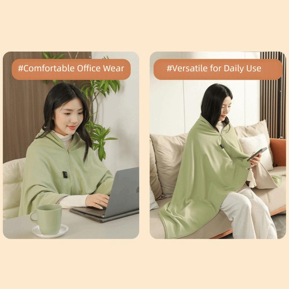 Washable Hooded Shawl Wearable Heating Lap Blanket Fashion USB Electric Heated Blanket  Household