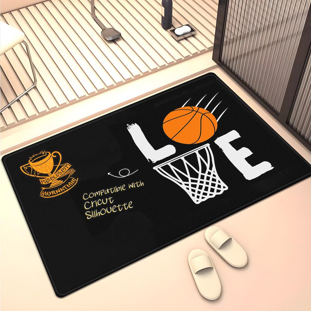 

Basketball Love Sport Theme Crystal Velvet Rug Gymnasium Home Decor Floor Mat Compatible With Cricut Silhouette 60x90cm