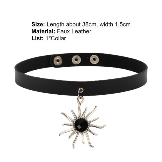 Women Choker Heart Hip Hop Faux Leather Exaggerated Rivets Collar Choker for Daily Wear