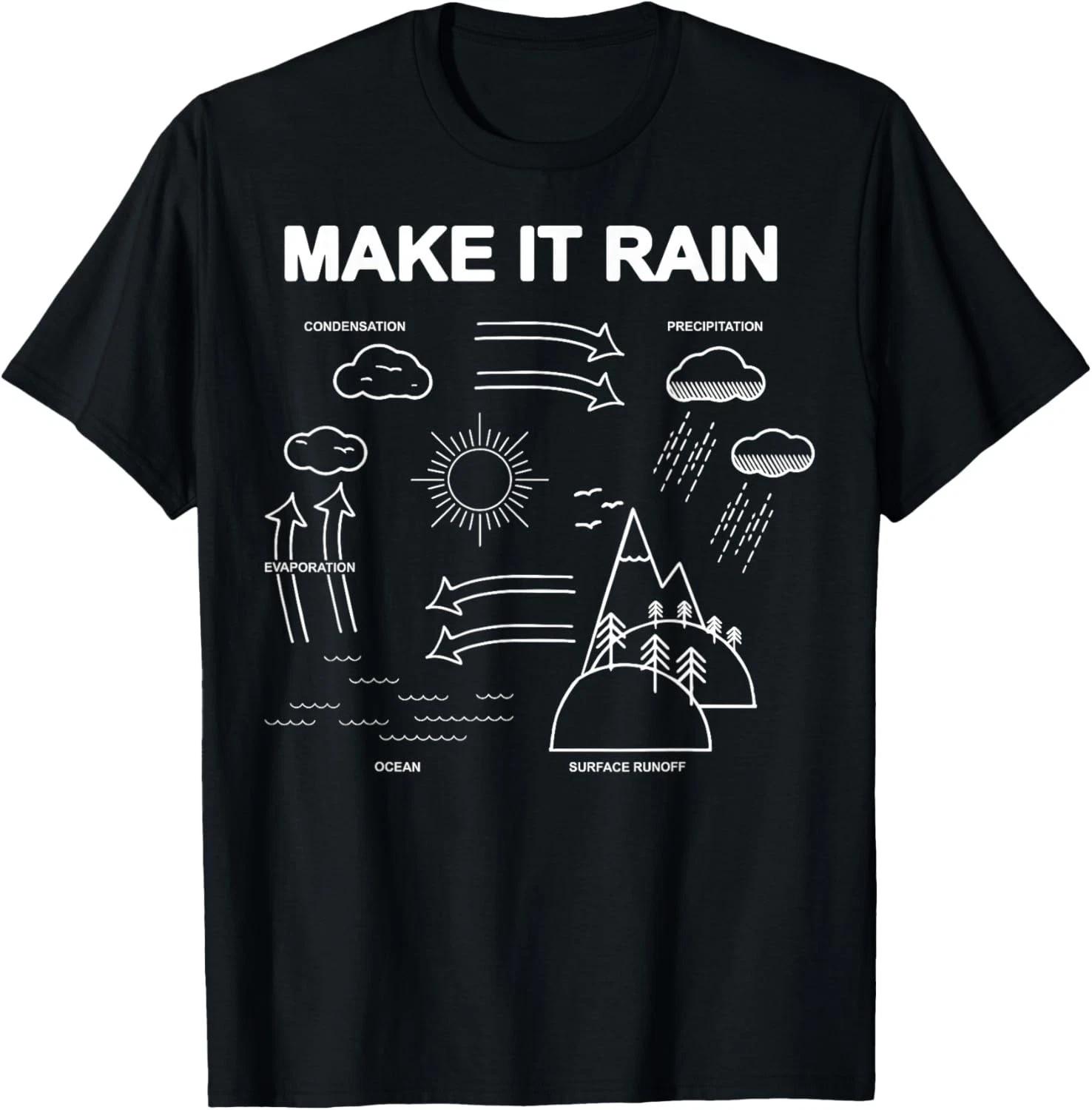 Funny Design Make It Rain Cycle Process Sketch Funny Gift Unisex T-Shirt L