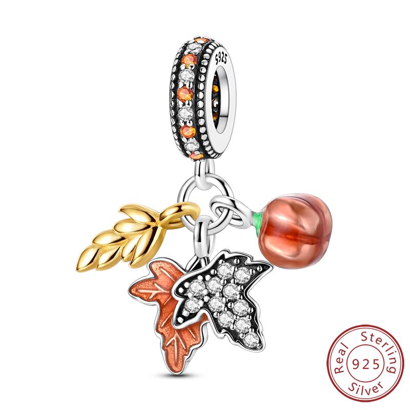 Original Copper Charms Beads Pendants Maple Leaf Squirrel Butterfly Cat Beads Fit Bracelets Women Jewelry Accessory