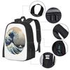 Hokusai Wave School Bag Big Capacity Backpack Laptop Hokusai Wave Japanese Style Vague Japon Ancien Old Vintage