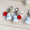Charms Cute Plush Flocking Love Snowman Christmas Keychain Ins Style Snowman Mobile Phone Rope Pendant Ornament Bag Decoration