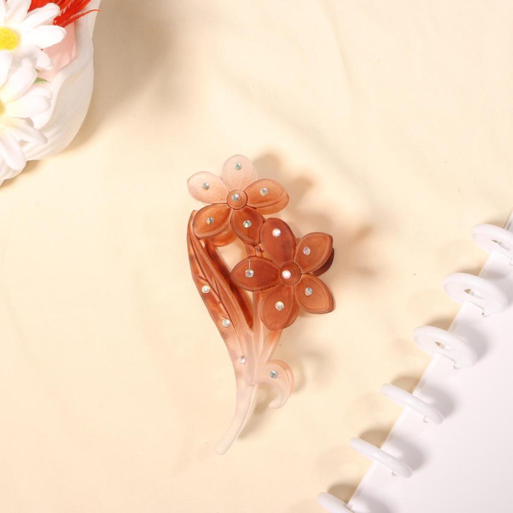 Luxury Gradient Hair Clip: Sparkling Diamond Flower Updo for Women & Gender Fluid Styles