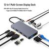 USB-C хаб 12-в-1: Подвійний HDMI, VGA, Gigabit Ethernet, Багатопортовий адаптер із підтримкою потрійного дисплея