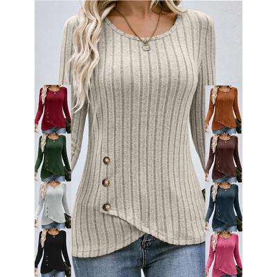 Fashionable Small Shirt Women, Waisted Round Neck Tight Long-sleeved Tops, Fall and Winter Round Neck Tops