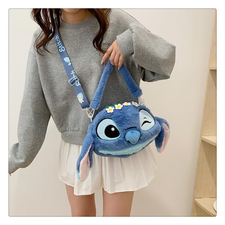 Women's Plush Kuromi & Cinnamoroll Tote Crossbody Bag - Cute Dog Tooth Design Handbag