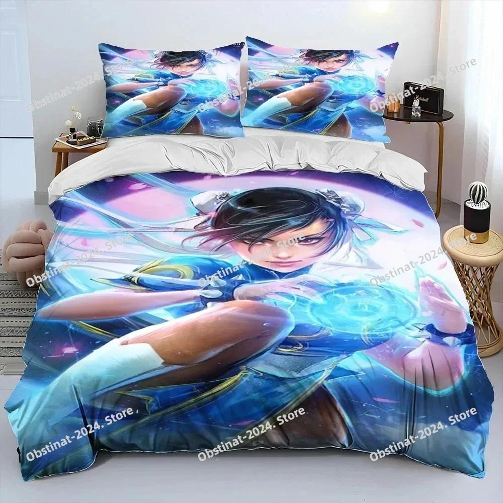 3D Street Fighter Retro Game Bedding Set Printed Bed Set Duvet Cover Sheet Pillowcase Bed Soft Quilt Cover Full Queen King Size