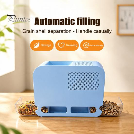 Birdseed Shelling Device Electric Shell Separator, Bird Feed Blowing Machine, Quiet Air Separator Automatic Millet Husk Remover for Parrots Cockatiels