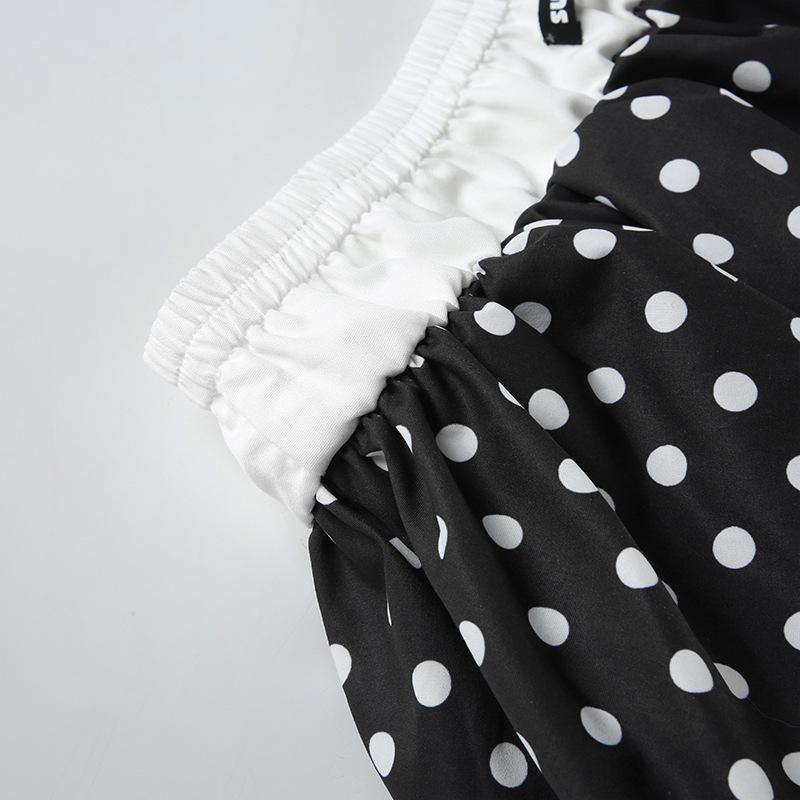 Casual Polka Dot Bud Skirts Fashion Contrast Color Gentle Sweet Mini Skirts For Girls Cute Elastic Waist Bottoms Spring