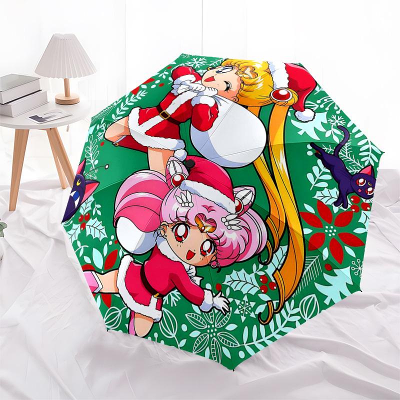 

1pc Christmas Sailor Moon & Luna Cat Automatic Opening Folding Umbrella 3-Fold Design, 8-Bone Iron Frame Outdoor Umbrella, Perfect Gift for Fans, Trav