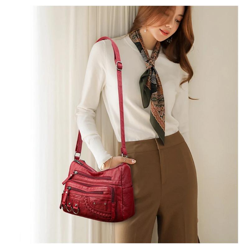 Vintage Pu Leather Luxury Purses and Handbags High Quality Women's Bag Design Multi-pocket Ladies Crossbody Shoulder Bags