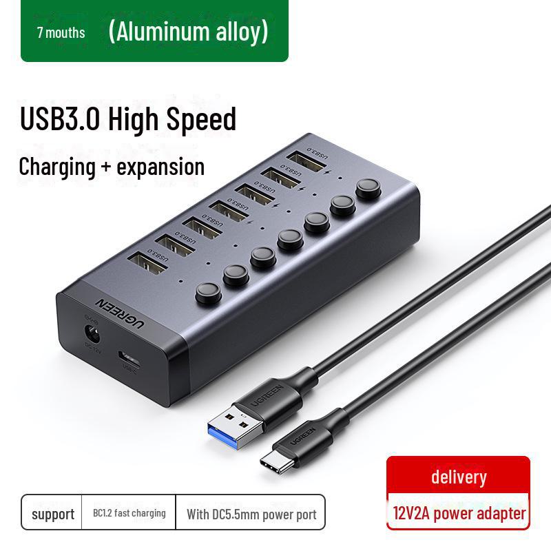 Greenlink USB 3.0 7/10-Port High-Speed Hub for Laptops