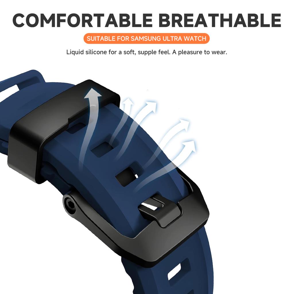 Miękki gumowy pasek do Samsung Galaxy Watch Ultra 47mm Pasek Męska sportowa bransoletka do Samsung Galaxy Ultra 47 Zakrzywione końcówki Pasek na nadgarstek