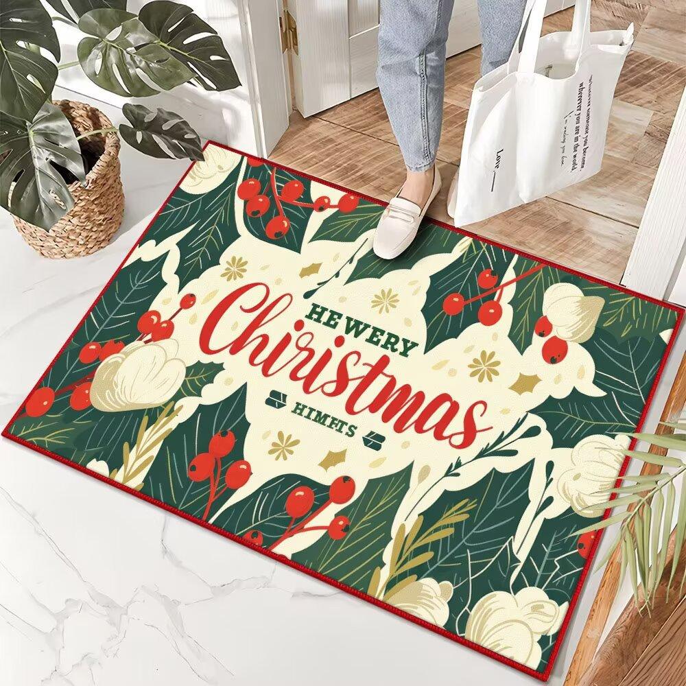 Christmas Decoration Carpet Merry Christmas Living Room Bedroom Door Rug Home Holiday Decoration Entrance Non Slip Door Mat