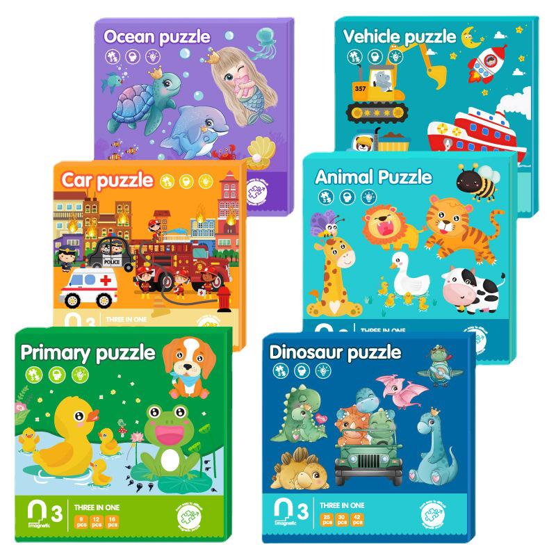 Folding Magnetic Book Puzzle for Children Ages 3-6: Beginner to Advanced Levels (9-42 Pieces)