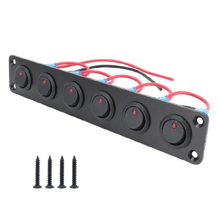 Multifunctional Space Saving 20A 12V Red LED Toggle Switch Panel for Car Truck Motorhomes and Marine Electrical Systems