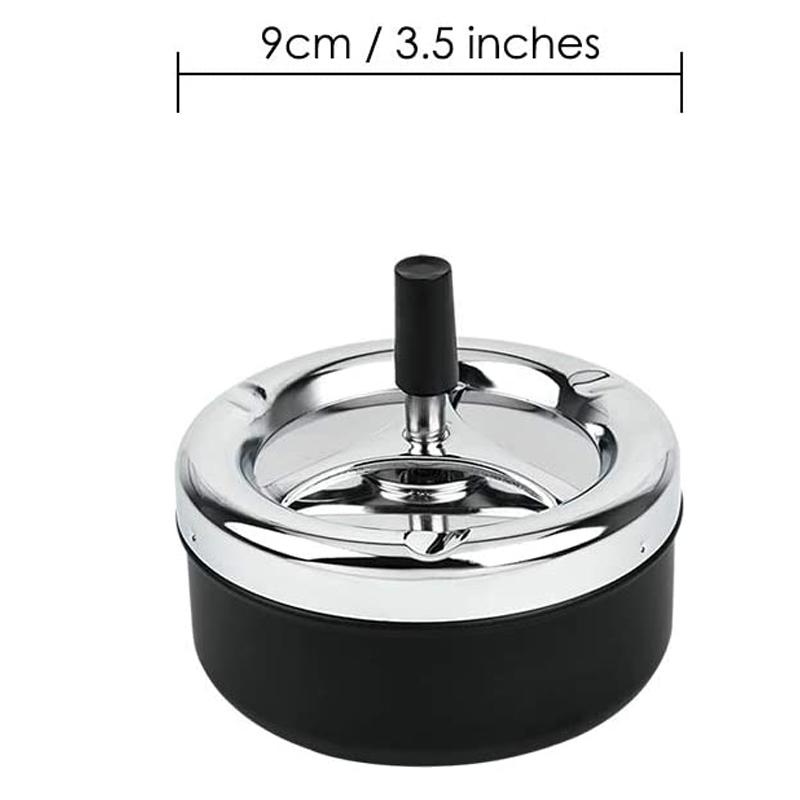Cool Ashtray Stainless Steel Push Down Spinning Ashtray Self-Cleaning Ashtray With Lid Cover Ash Tray for Cigarette Smoking