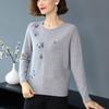 Women's Crewneck Sweater Embroidered Loose Plus Size Knitwear Pullover Stretch Knit Top Jumper Spring Autumn