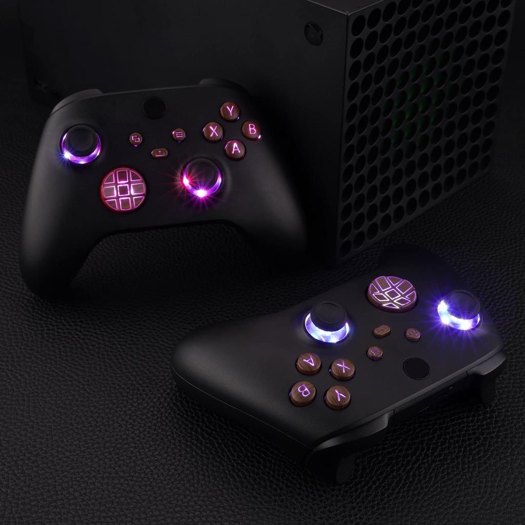 eXtremeRate Multicolor Illuminated Thumbstick Set with and ABXY Buttons for Xbox Series DTF V2 LED Kit for Xbox Core Controller Model 1914 Controller