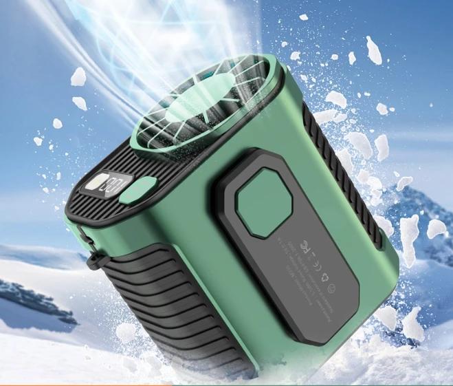 

Підвісний поясний вентилятор зі світлодіодним освітленням, підвісний зовнішній вентилятор, міні-підвісний вентилятор 3600 мАг, який використовується для кемпінгу, походів і бігу 3600mAh зелений