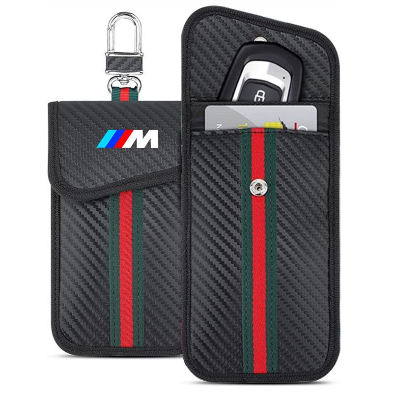 For BMW M X1 X2 X3 X5 X6 E46 E39 E90 E36E60 E34 E30 F30 Car Keys Case FOB Signal Blocker Bag RFID Shielding Key Credit Card Bag jbdf70