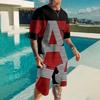 Men's New Animal Printed Breathable Round Neck T-shirt Shorts Set Outdoor Casual Two-piece Set