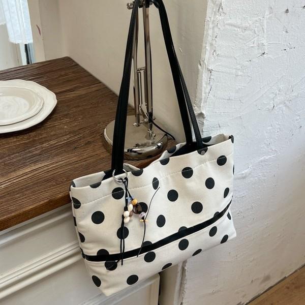 Nova Bolsa de Ombro Casual com Bolinhas Bolsa Mensageiro para o Trabalho Bolsa Almofada Bolsa de Lona Baguete Feminina