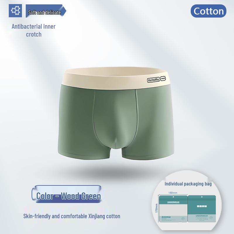 Men's 7A Antibacterial Pure Cotton Boxer Briefs - Breathable Sports Underwear for Teens and Adults