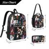 3Pcs Nina Chuba Singer Theme Backpack Set for Kids Pencil Boxes Bookbag Sets with Lunch Box For School Students Daypack
