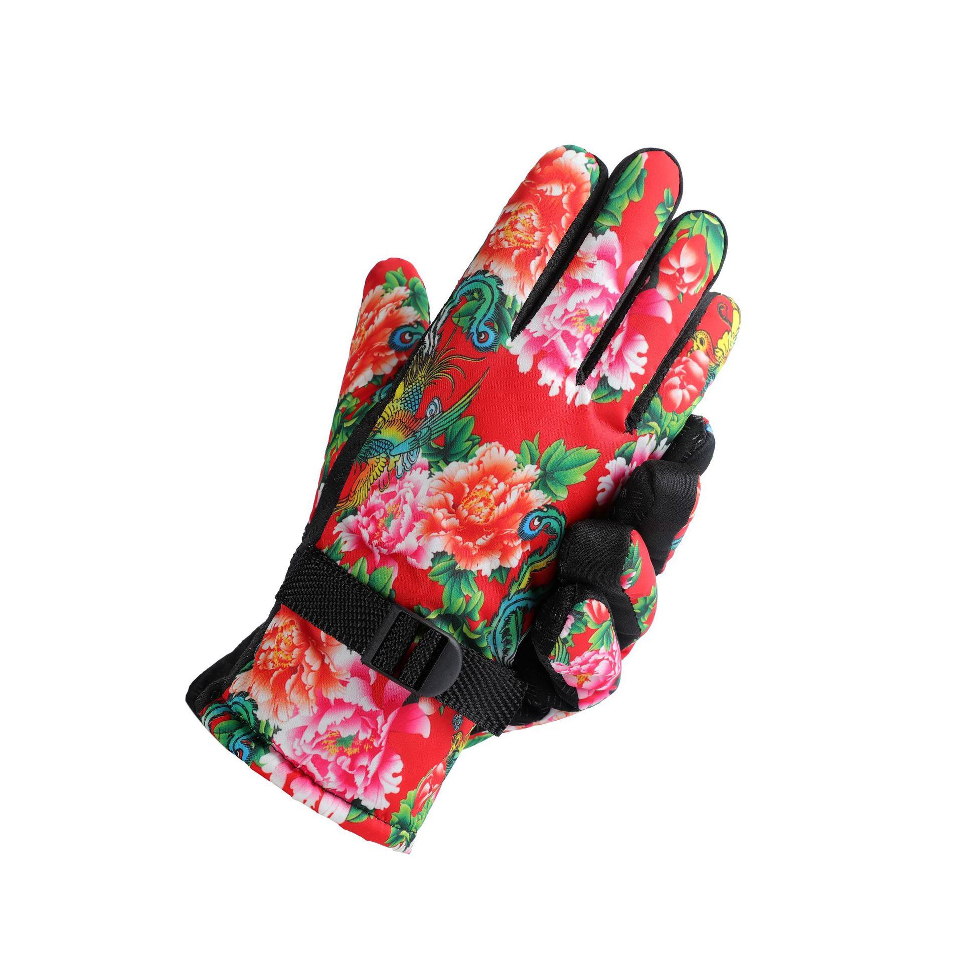 

Новые зимние Северо-восточные большие цветы теплые модные женские бархатные утолщенные мужские зимние перчатки для езды на электромобиле с противоскользящим покрытием