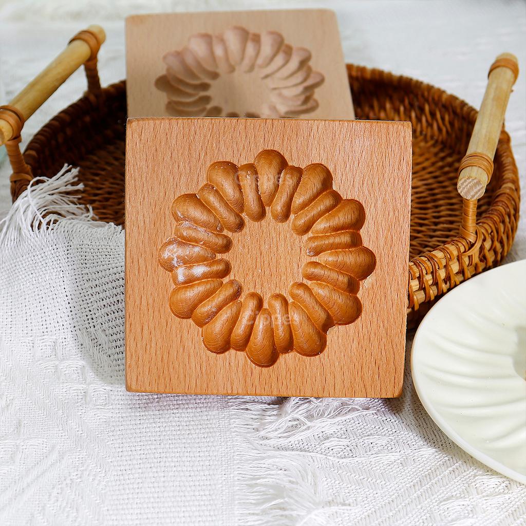 3D Wooden Cookie Cutter Moulds for DIY Baking, Engraved Embossed Biscuit Molds, for Gingerbread Fondant Christmas Gift Kitchen