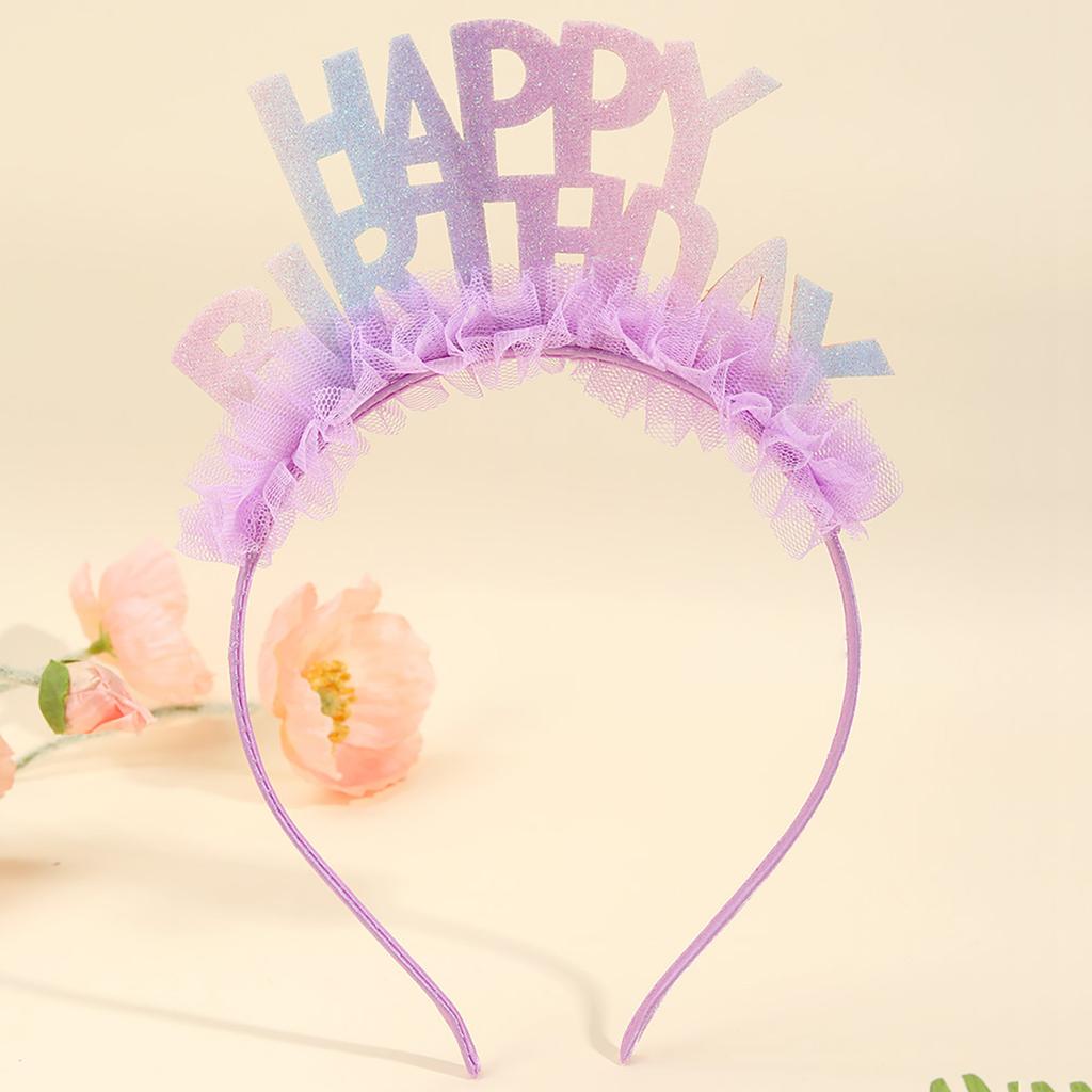 1 Stück Rosa Happy Birthday Stirnbänder für Frauen Mädchen Glitzernde Funkelnde Krone Haarreifen Kopfschmuck mit Stern-Boppern Pailletten und Lametta