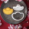 Biscuit Mold Cookie Embossing Moulds New Year Cookie Cutters Gold Ingot Shaped Plastic Material DIY Baking Accessories