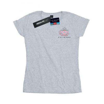 Camiseta feminina/senhora de algodão com estampa de peito e xícara de café