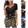 Women's Short-sleeve Loose Tops Casual Plus Size Tunic Button Tops