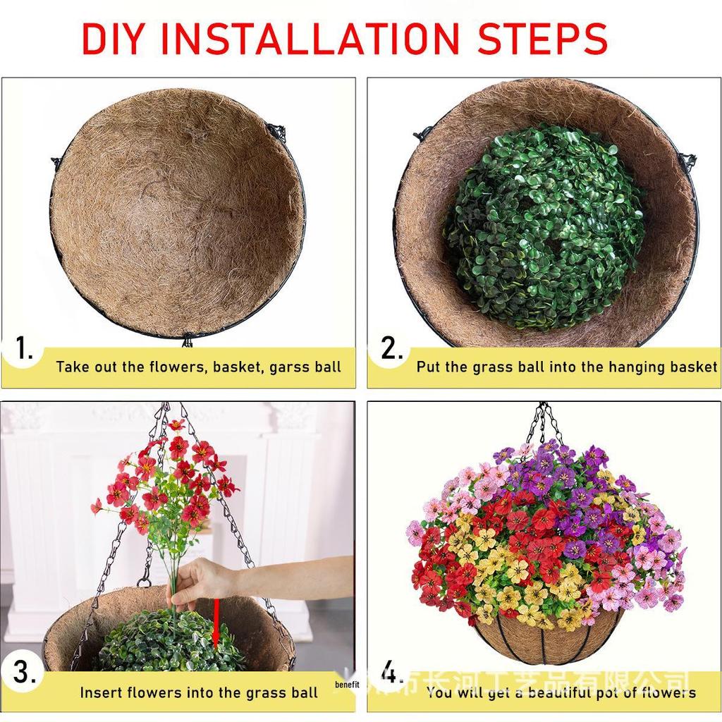 Spring Violet Eucalyptus Hanging Basket Pendant for Home Decoration