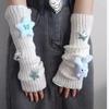 Women'S Knitted Arm Sleeve Y2K Gloves Star Rabbit Decoration Winter Arm Warmers Sleeve Cover Cold Weather New Long Wrist Mittens