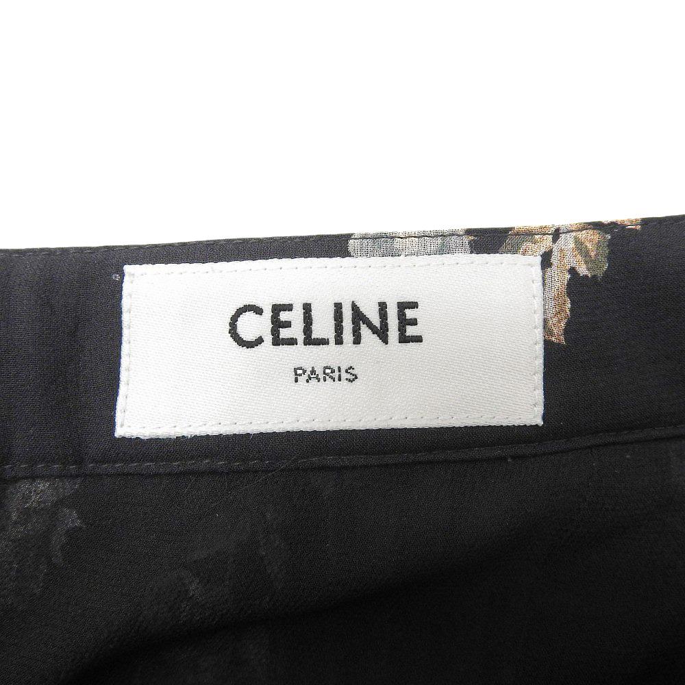 Celine Beautiful Silk Flower Sheer Pleated Skirt for Women, Black, Size 36, 2J369800T.96NB Skirt 36 blackUsed