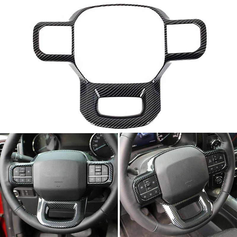 3Pcs/Set Carbon Fiber Style Steering Wheel Cover Trim Fit For Ford F-150 F-250 F-350 Expedition