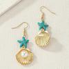 Popular seaside beach imitation pearl starfish ocean style earrings fashionable natural leisure style earrings